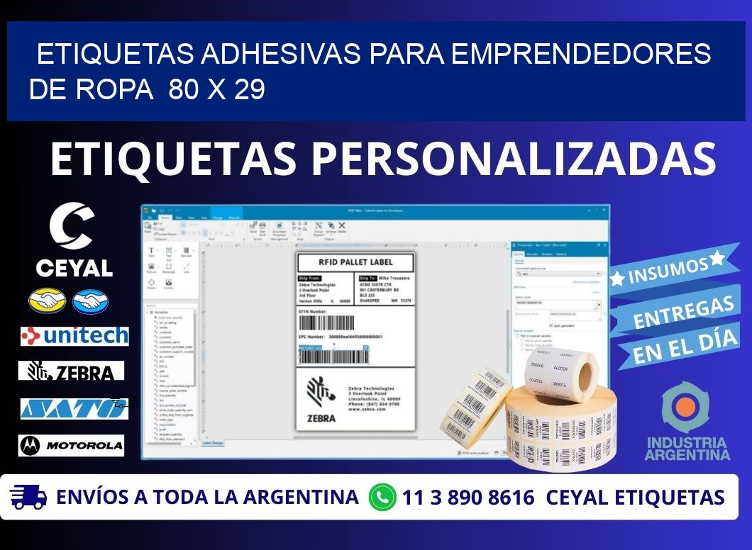 ETIQUETAS ADHESIVAS PARA EMPRENDEDORES DE ROPA 80 x 29