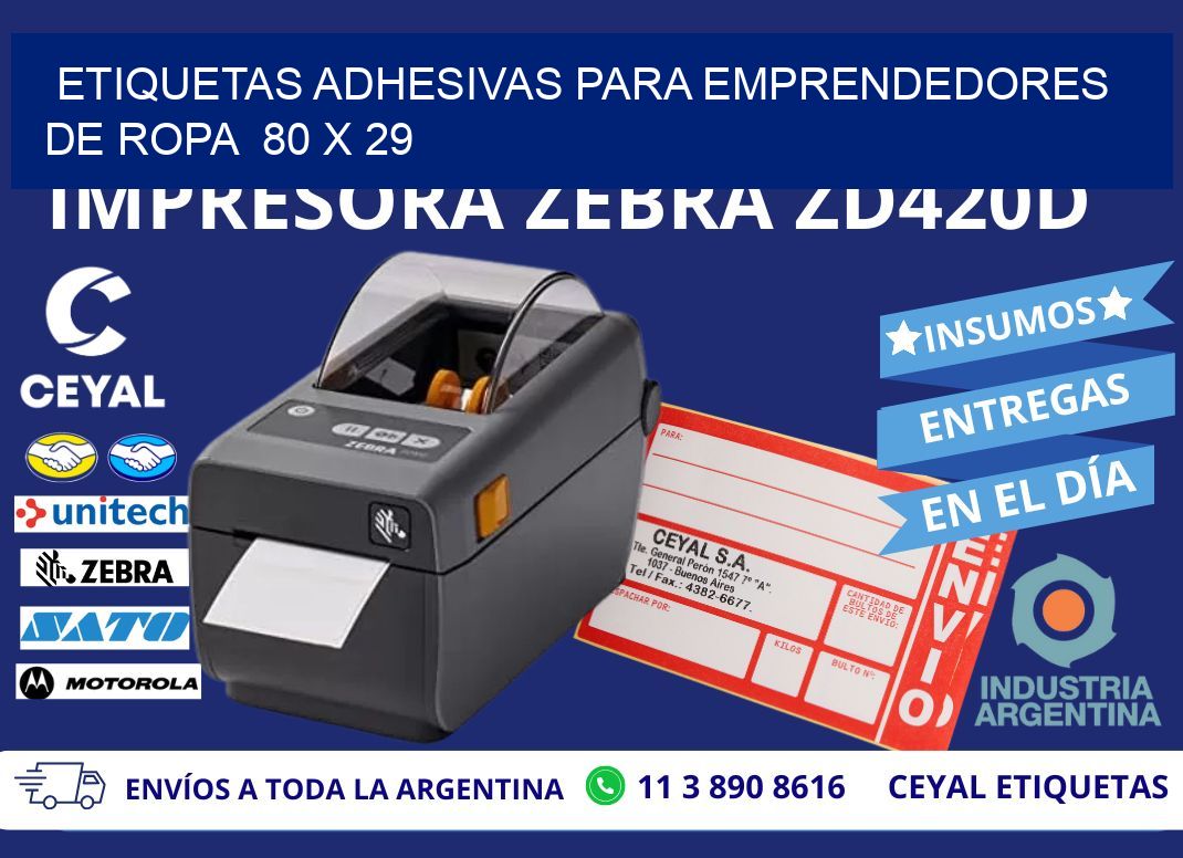 ETIQUETAS ADHESIVAS PARA EMPRENDEDORES DE ROPA  80 x 29