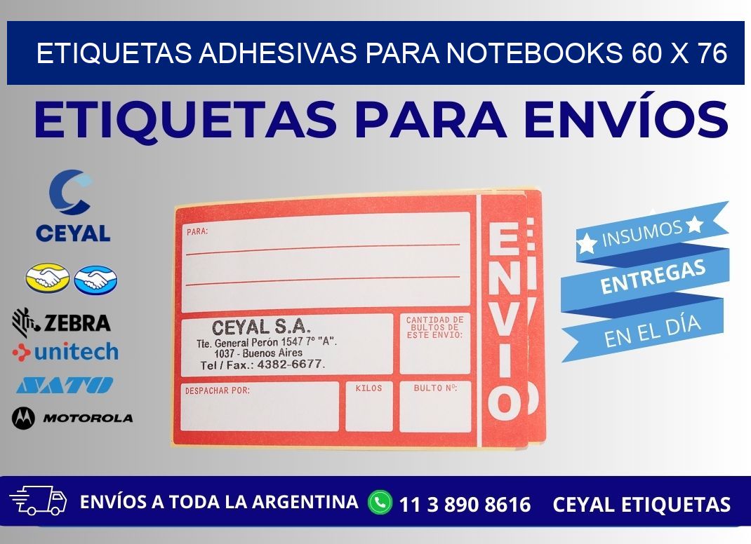 ETIQUETAS ADHESIVAS PARA NOTEBOOKS 60 x 76