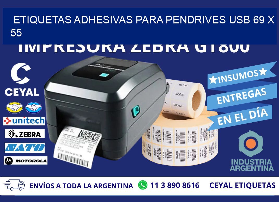 ETIQUETAS ADHESIVAS PARA PENDRIVES USB 69 x 55