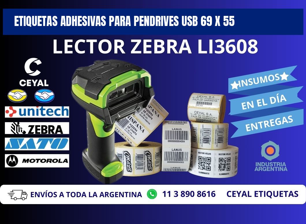 ETIQUETAS ADHESIVAS PARA PENDRIVES USB 69 x 55