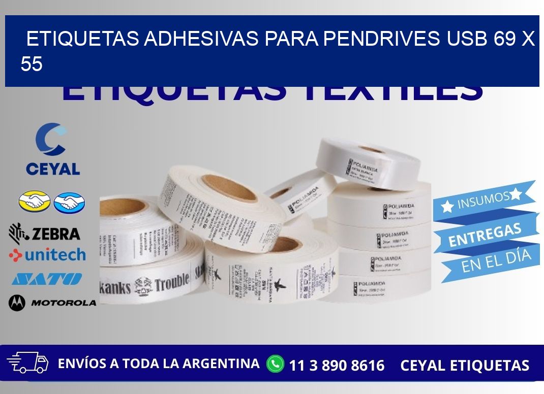 ETIQUETAS ADHESIVAS PARA PENDRIVES USB 69 x 55