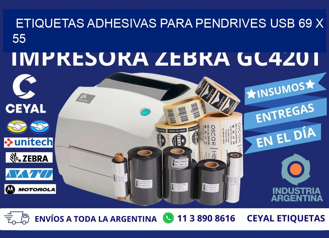 ETIQUETAS ADHESIVAS PARA PENDRIVES USB 69 x 55