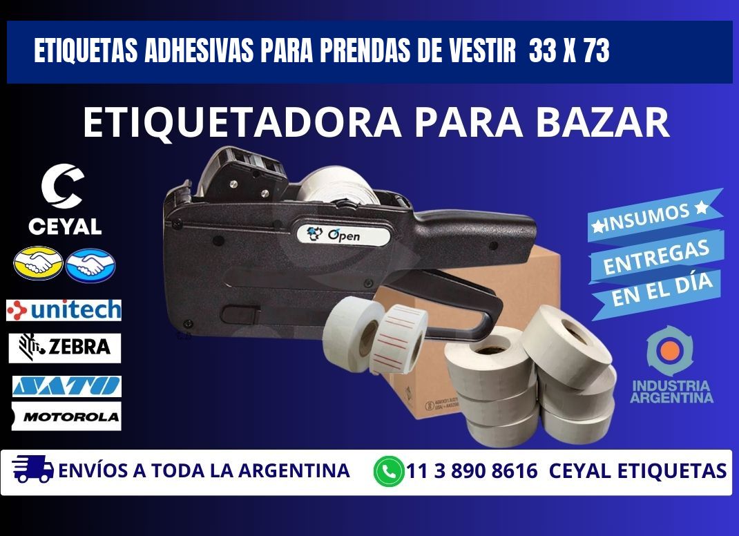 ETIQUETAS ADHESIVAS PARA PRENDAS DE VESTIR  33 x 73