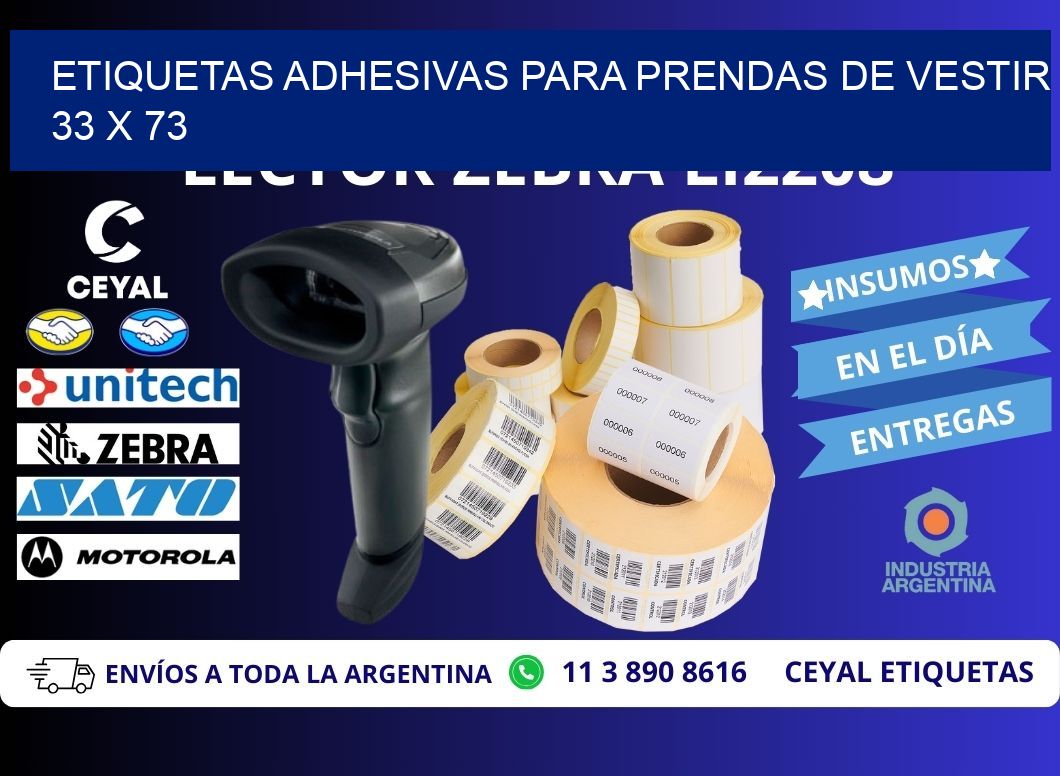 ETIQUETAS ADHESIVAS PARA PRENDAS DE VESTIR  33 x 73