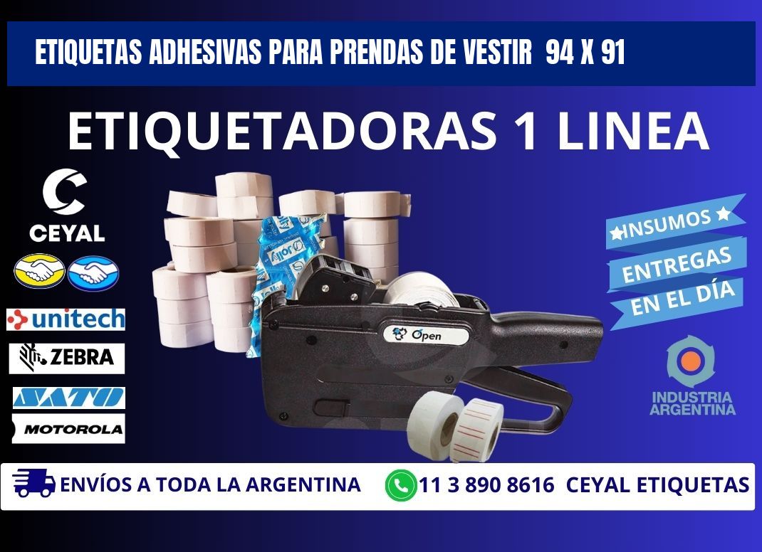 ETIQUETAS ADHESIVAS PARA PRENDAS DE VESTIR 94 x 91