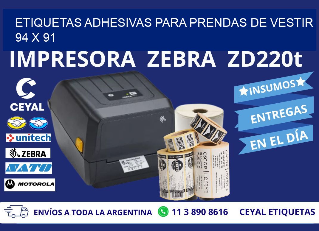ETIQUETAS ADHESIVAS PARA PRENDAS DE VESTIR 94 x 91
