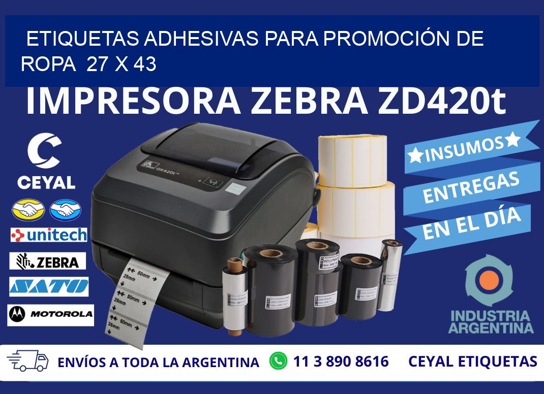 ETIQUETAS ADHESIVAS PARA PROMOCIÓN DE ROPA  27 x 43