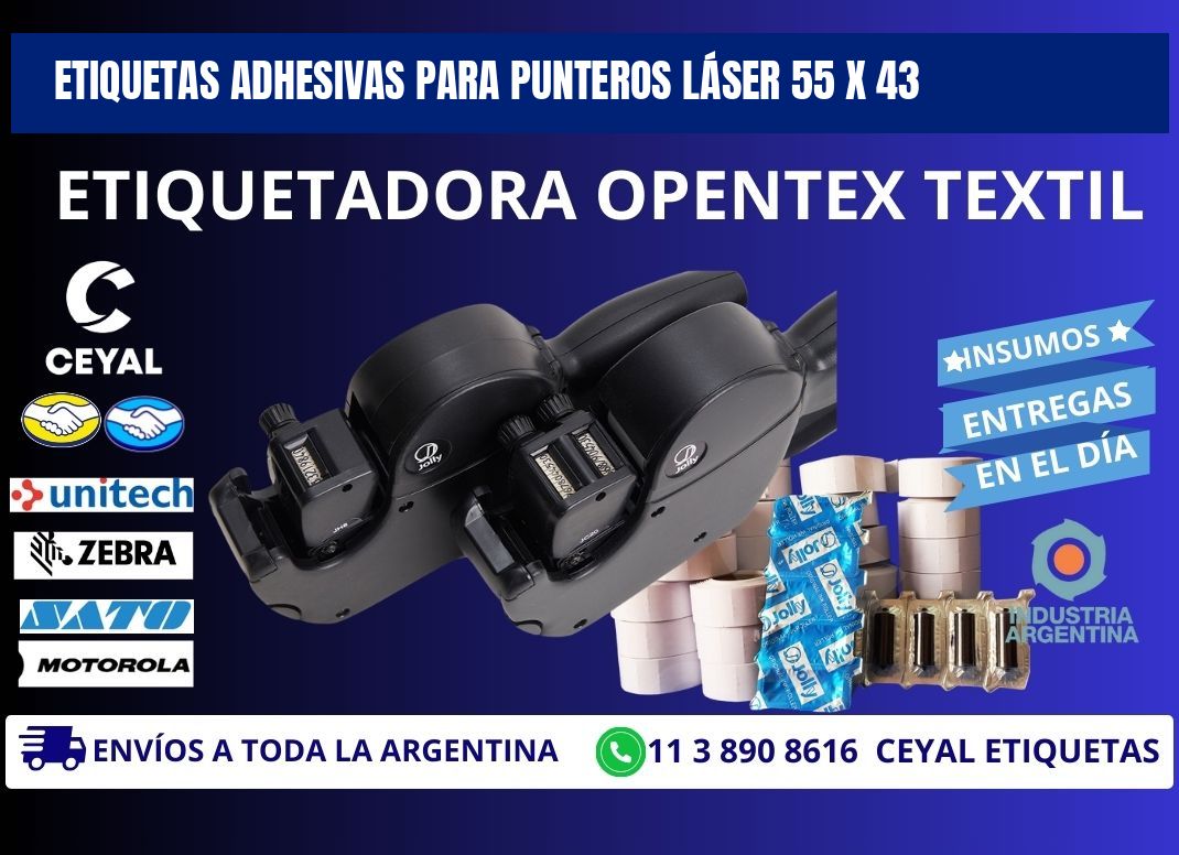 ETIQUETAS ADHESIVAS PARA PUNTEROS LÁSER 55 x 43