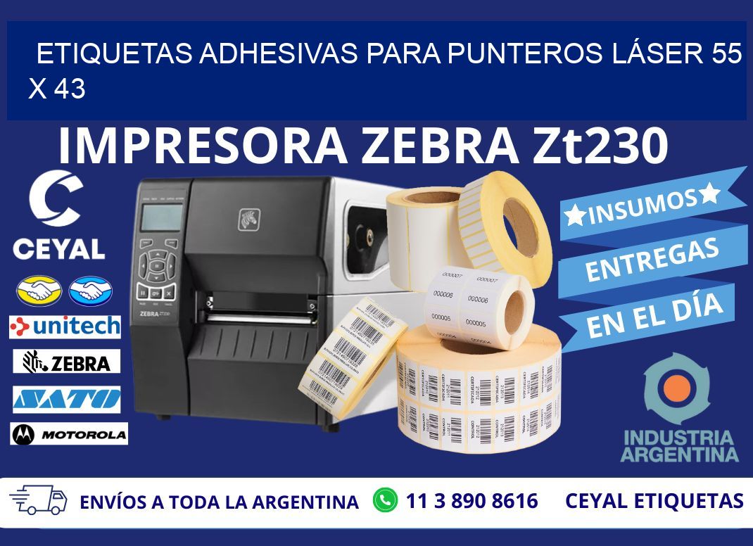 ETIQUETAS ADHESIVAS PARA PUNTEROS LÁSER 55 x 43