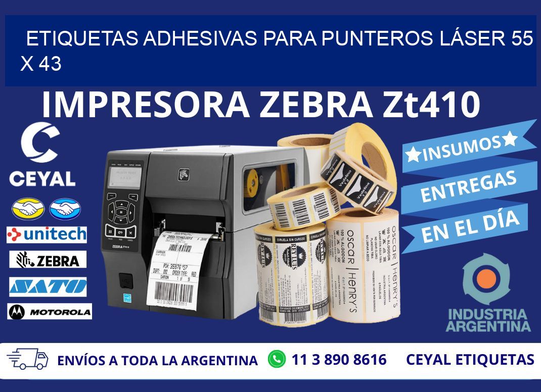 ETIQUETAS ADHESIVAS PARA PUNTEROS LÁSER 55 x 43