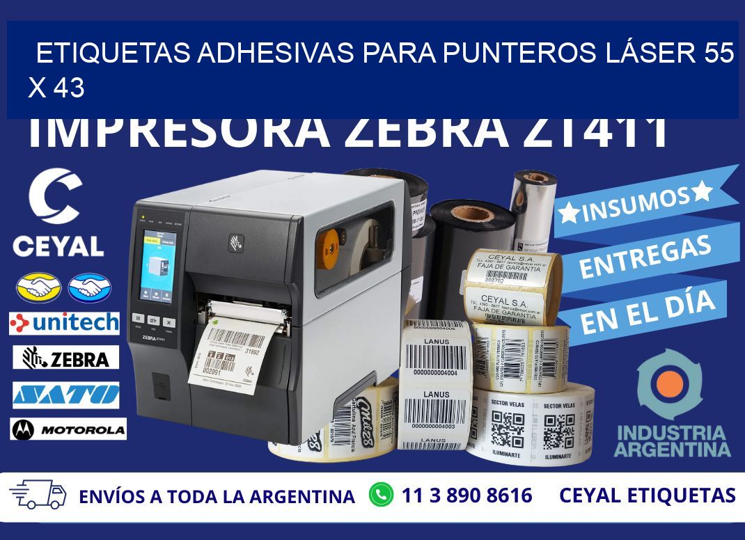 ETIQUETAS ADHESIVAS PARA PUNTEROS LÁSER 55 x 43