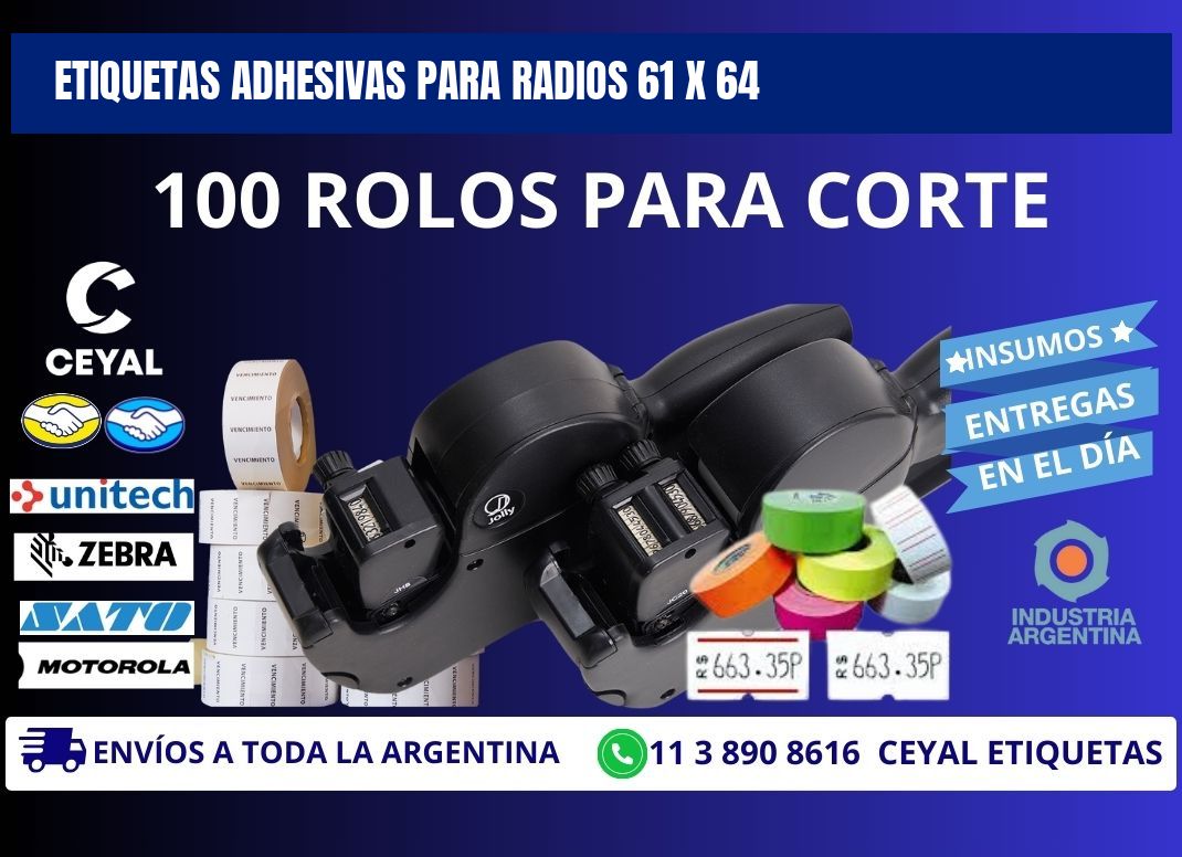 ETIQUETAS ADHESIVAS PARA RADIOS 61 x 64