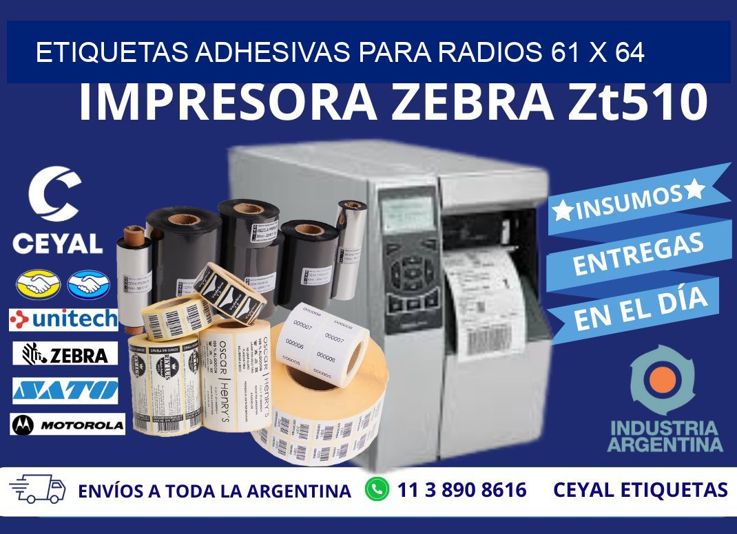 ETIQUETAS ADHESIVAS PARA RADIOS 61 x 64