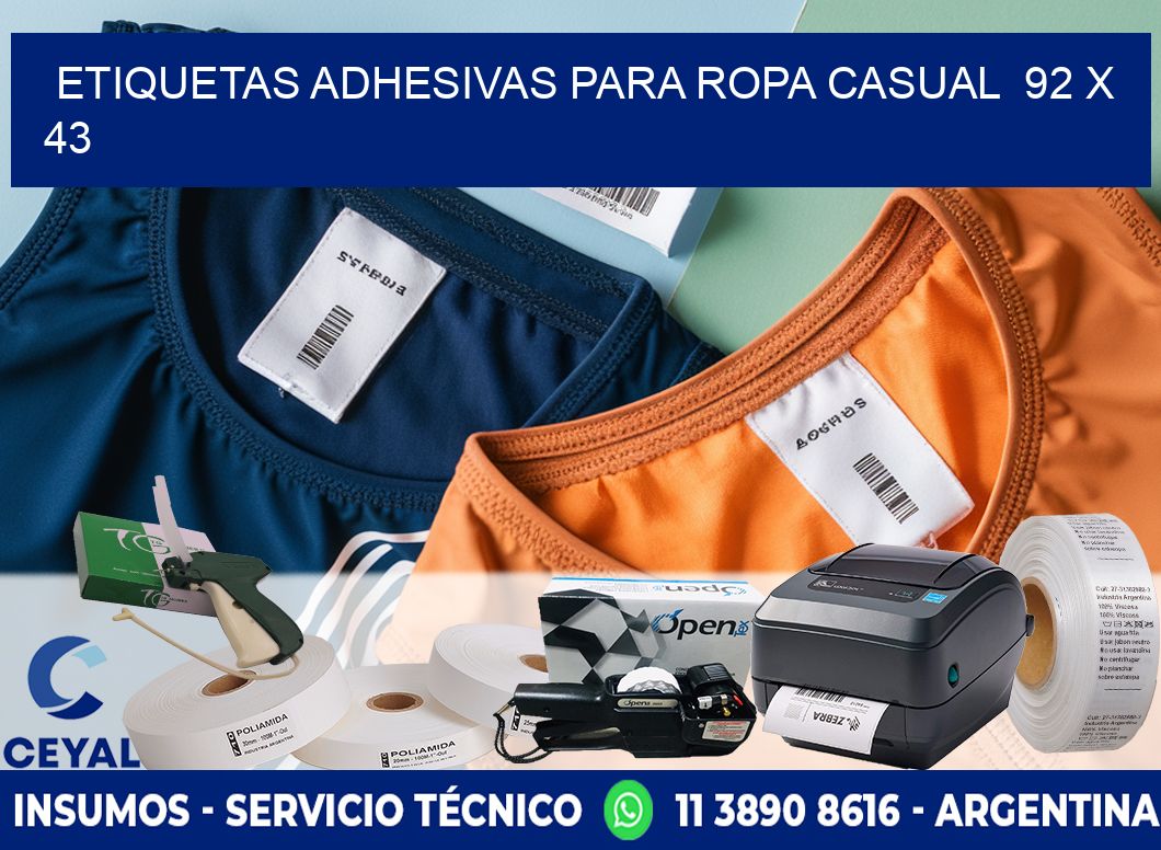 ETIQUETAS ADHESIVAS PARA ROPA CASUAL  92 x 43