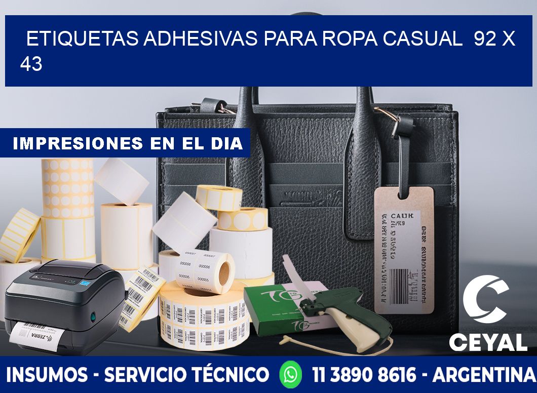 ETIQUETAS ADHESIVAS PARA ROPA CASUAL  92 x 43