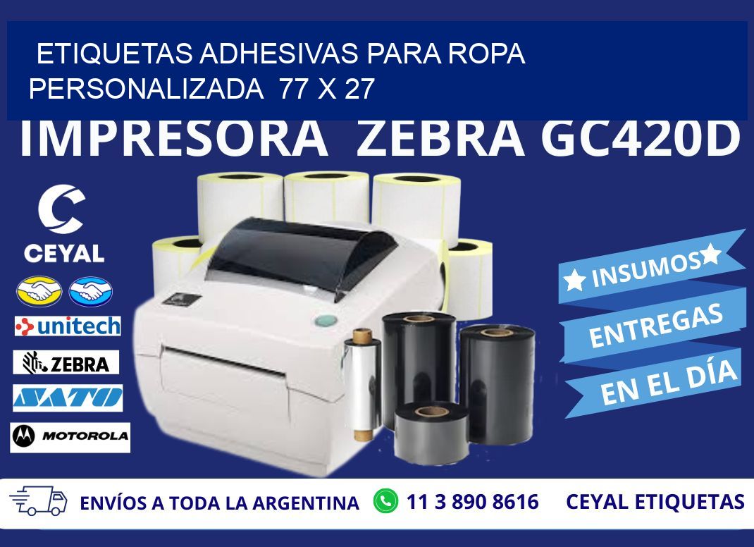 ETIQUETAS ADHESIVAS PARA ROPA PERSONALIZADA 77 x 27
