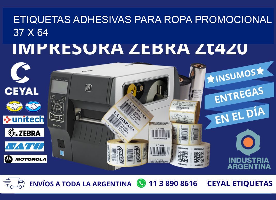 ETIQUETAS ADHESIVAS PARA ROPA PROMOCIONAL 37 x 64