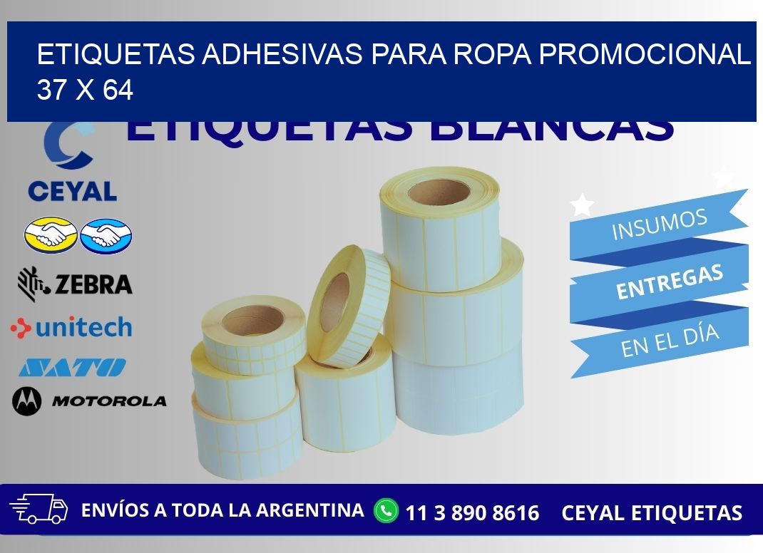 ETIQUETAS ADHESIVAS PARA ROPA PROMOCIONAL 37 x 64