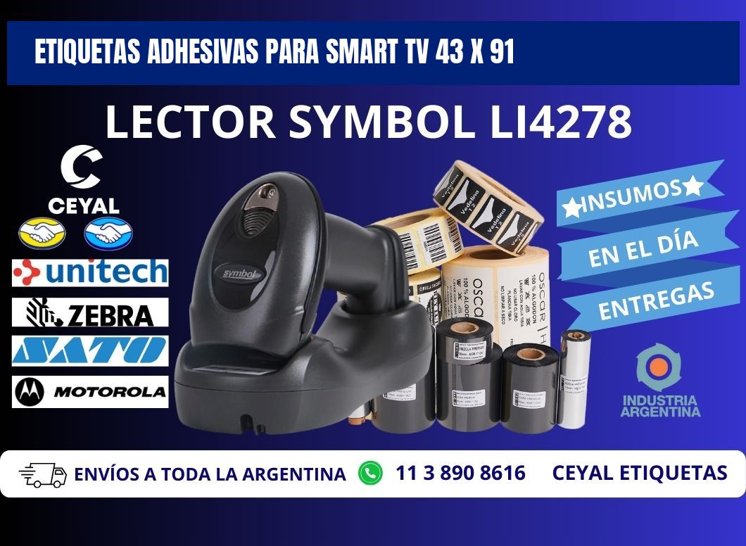 ETIQUETAS ADHESIVAS PARA SMART TV 43 x 91