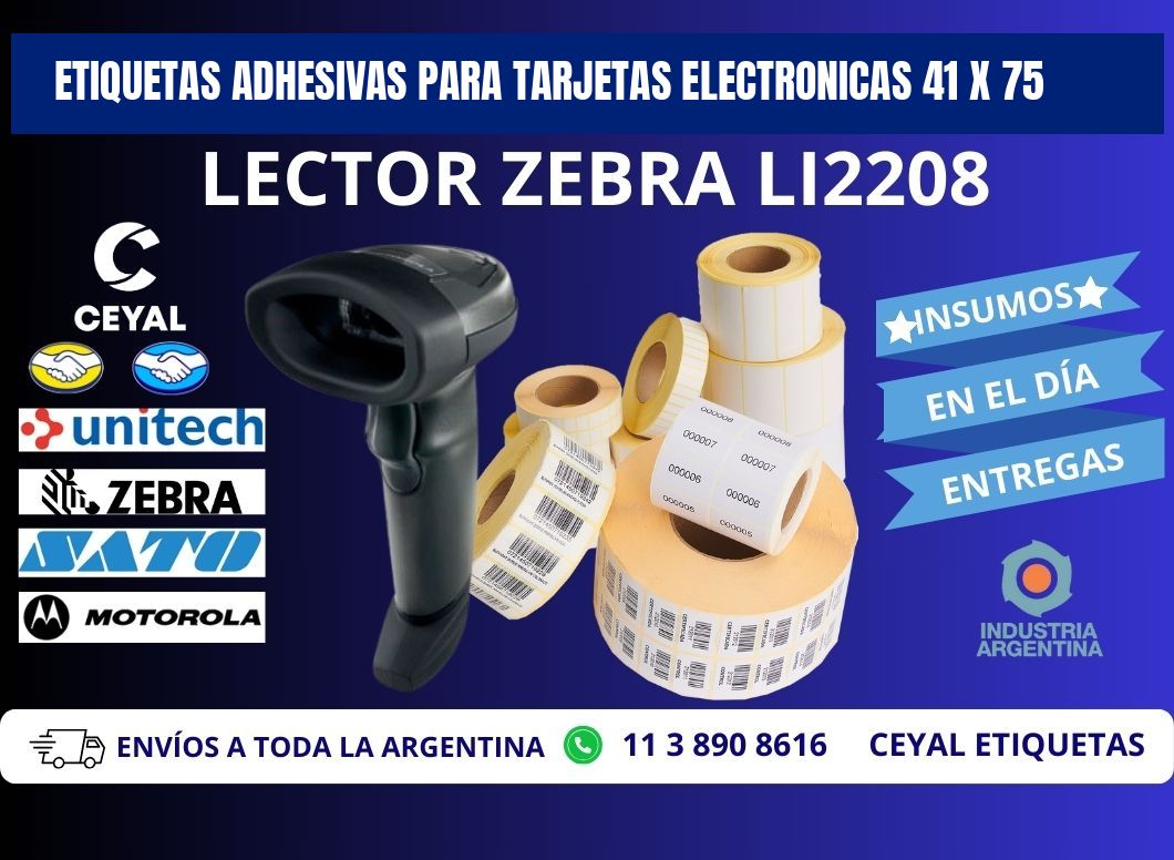ETIQUETAS ADHESIVAS PARA TARJETAS ELECTRONICAS 41 x 75