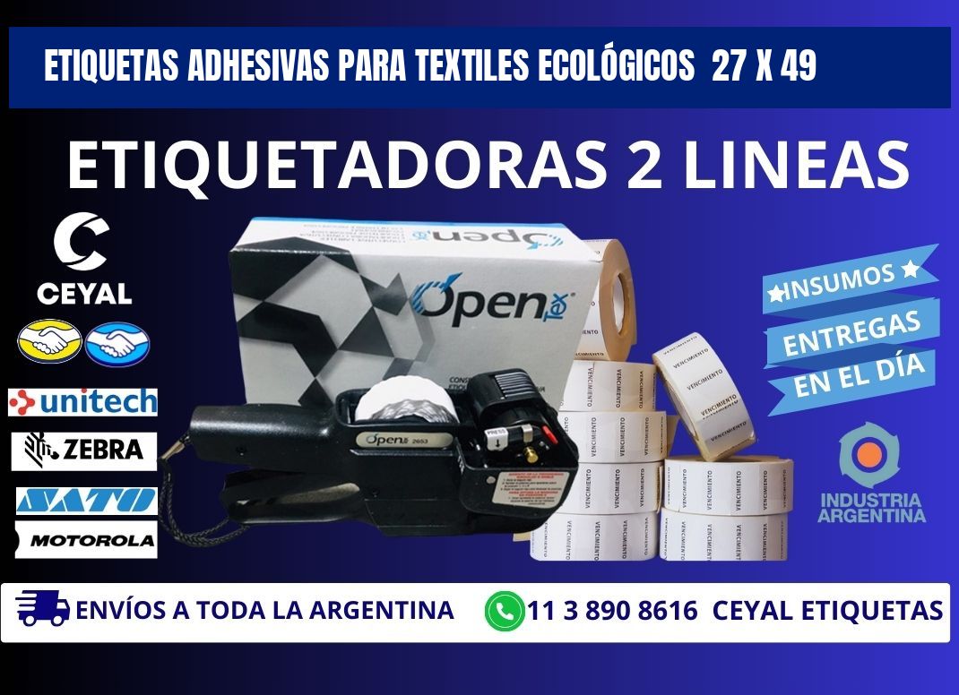 ETIQUETAS ADHESIVAS PARA TEXTILES ECOLÓGICOS 27 x 49