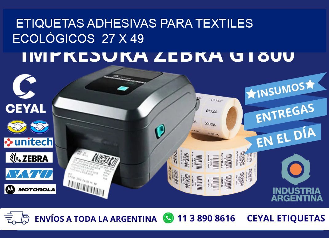 ETIQUETAS ADHESIVAS PARA TEXTILES ECOLÓGICOS 27 x 49