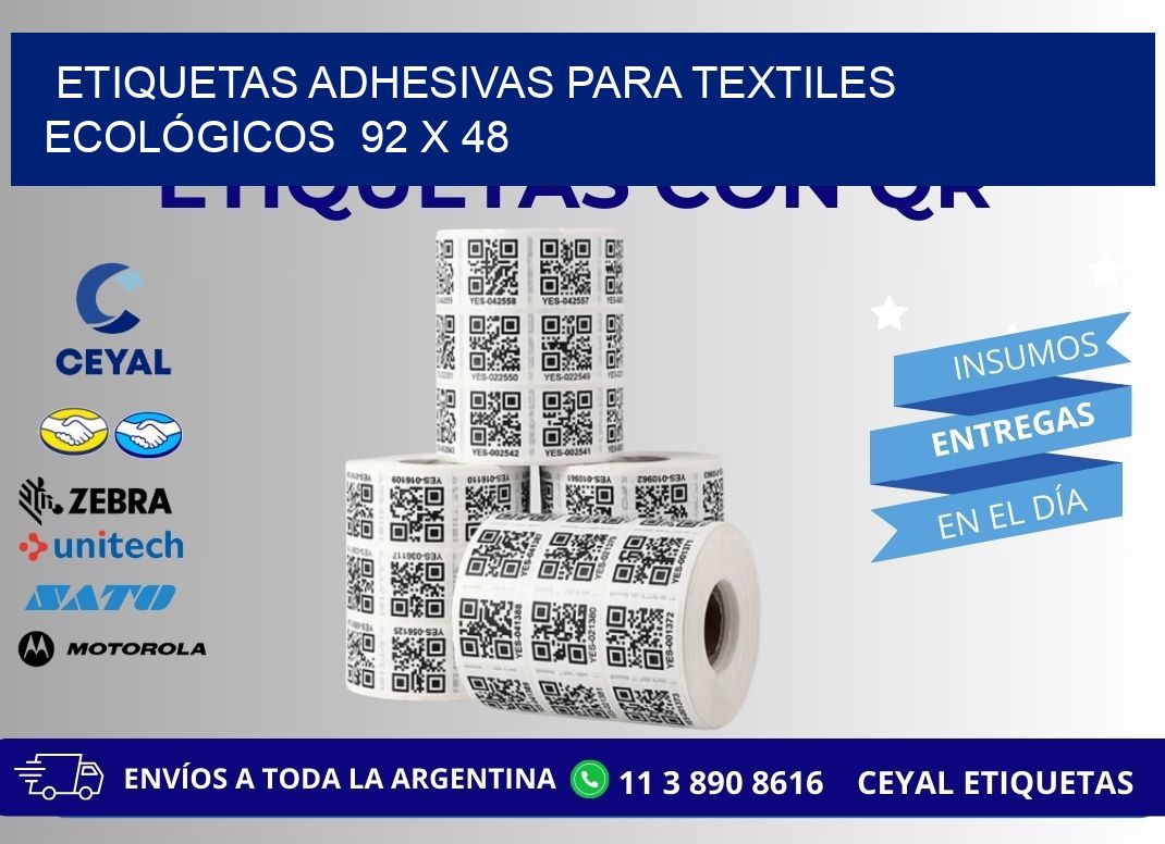 ETIQUETAS ADHESIVAS PARA TEXTILES ECOLÓGICOS  92 x 48