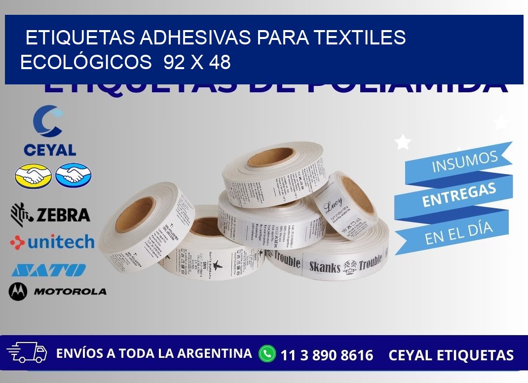 ETIQUETAS ADHESIVAS PARA TEXTILES ECOLÓGICOS  92 x 48
