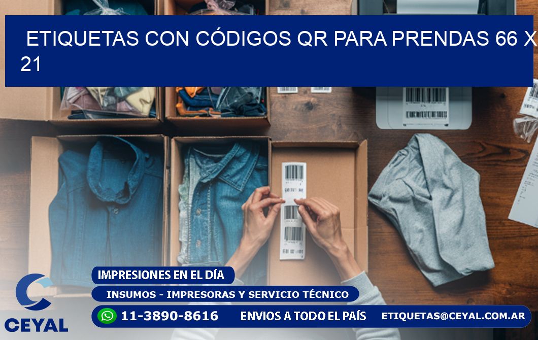 ETIQUETAS CON CÓDIGOS QR PARA PRENDAS 66 x 21