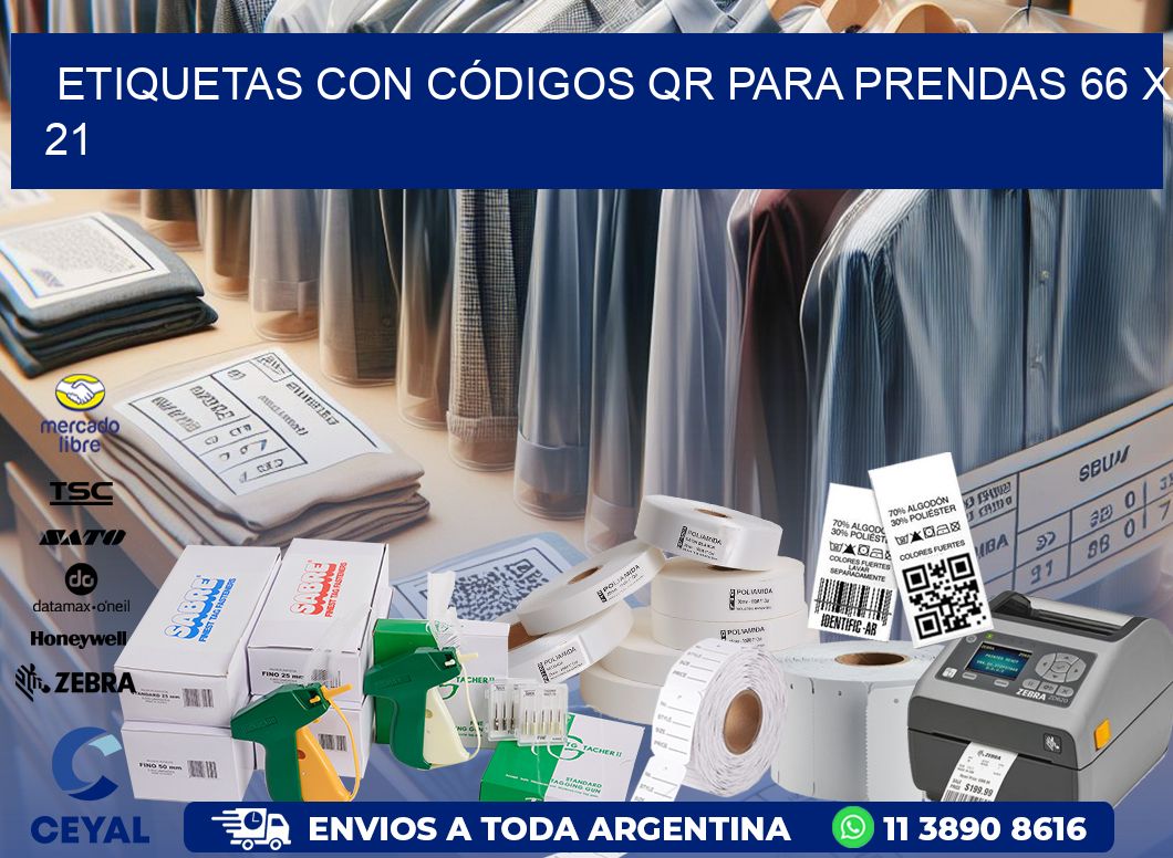 ETIQUETAS CON CÓDIGOS QR PARA PRENDAS 66 x 21