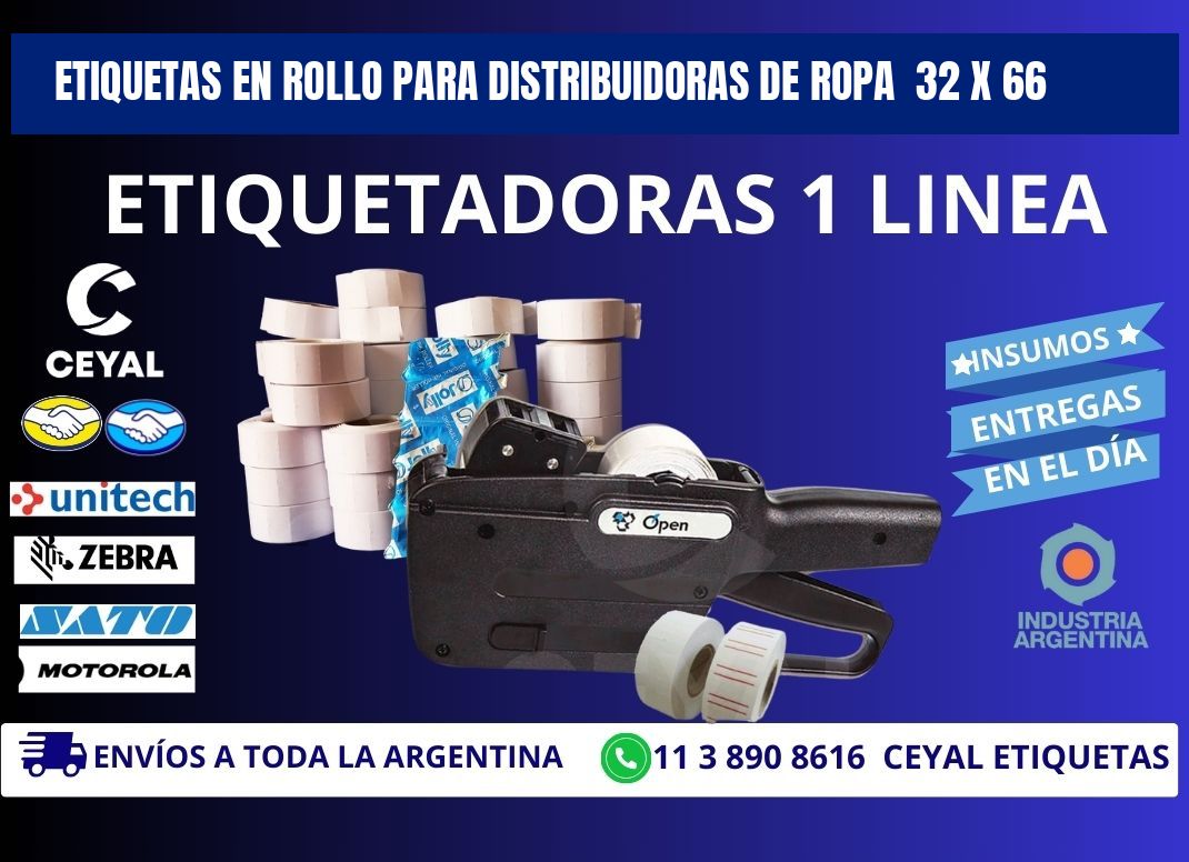 ETIQUETAS EN ROLLO PARA DISTRIBUIDORAS DE ROPA 32 x 66