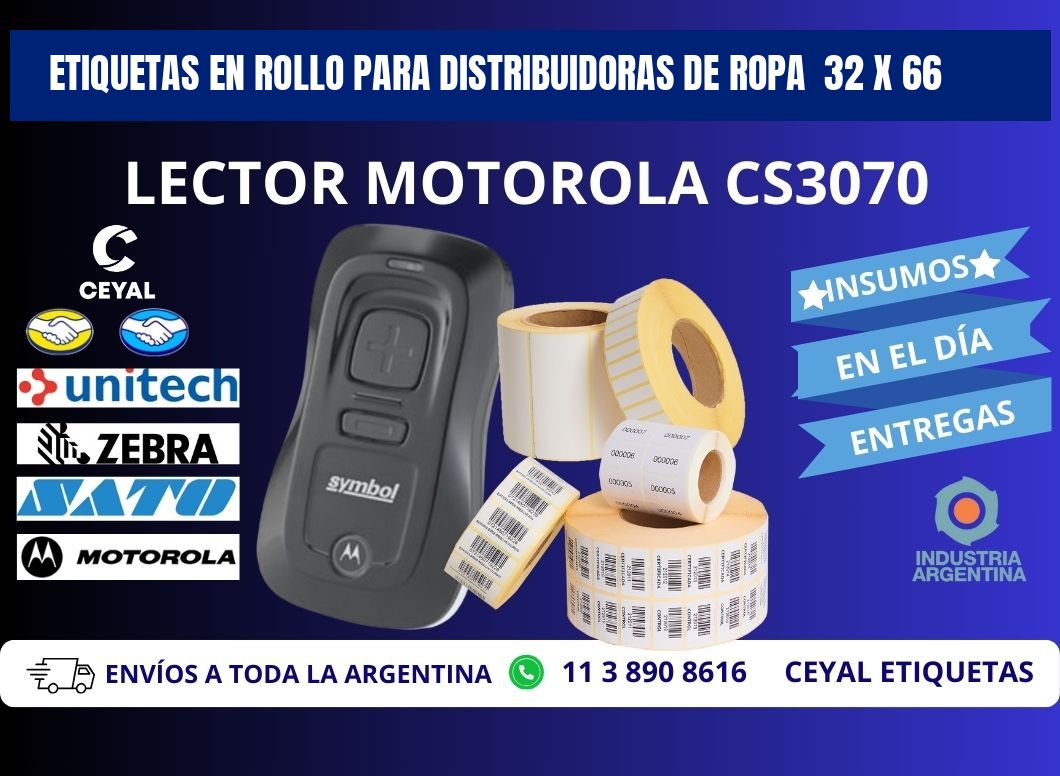 ETIQUETAS EN ROLLO PARA DISTRIBUIDORAS DE ROPA 32 x 66