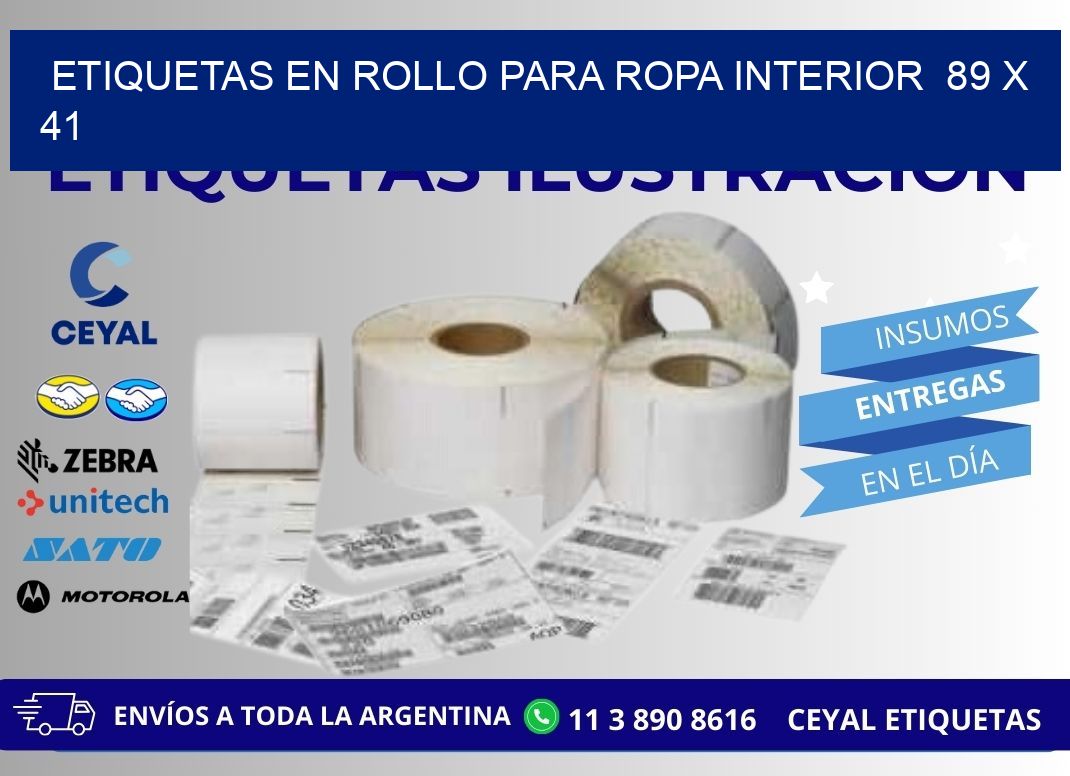 ETIQUETAS EN ROLLO PARA ROPA INTERIOR  89 x 41