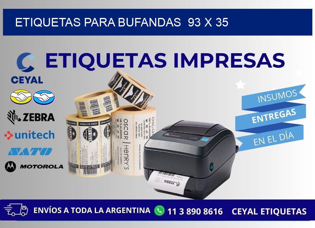 ETIQUETAS PARA BUFANDAS  93 x 35