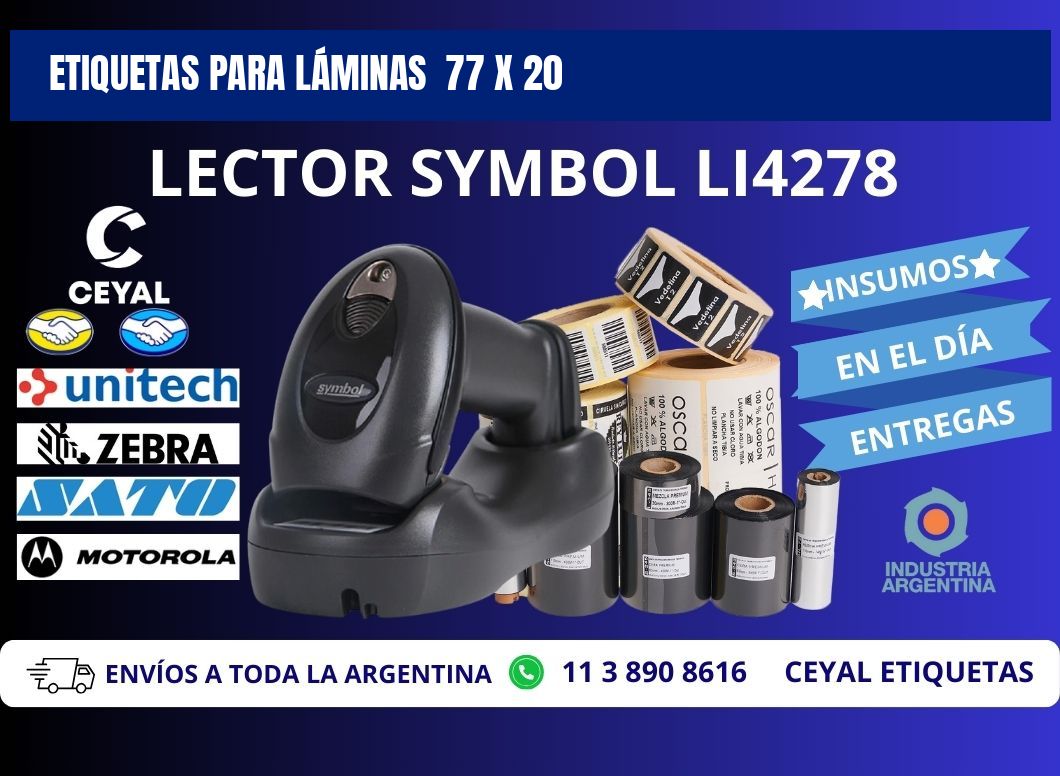 ETIQUETAS PARA LÁMINAS  77 x 20