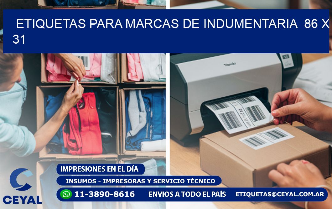 ETIQUETAS PARA MARCAS DE INDUMENTARIA 86 x 31