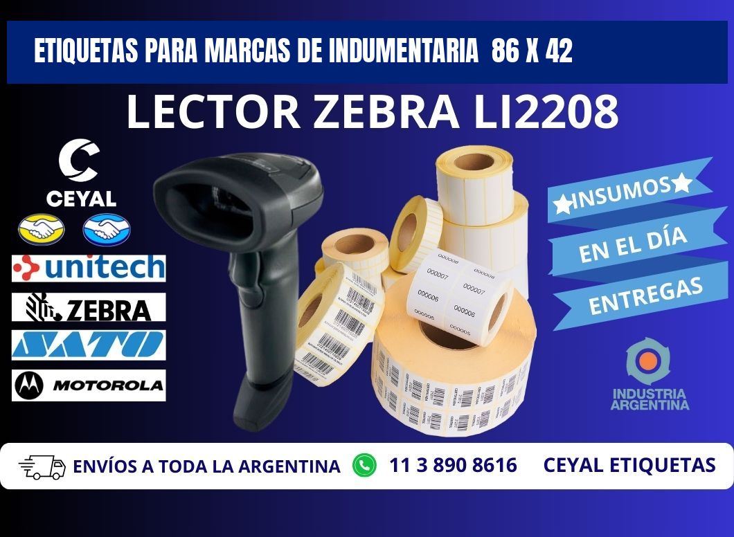 ETIQUETAS PARA MARCAS DE INDUMENTARIA 86 x 42