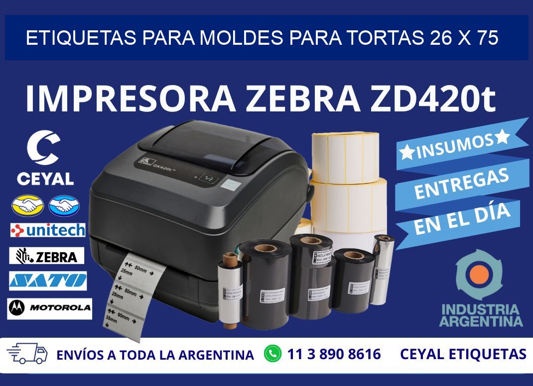 ETIQUETAS PARA MOLDES PARA TORTAS 26 x 75