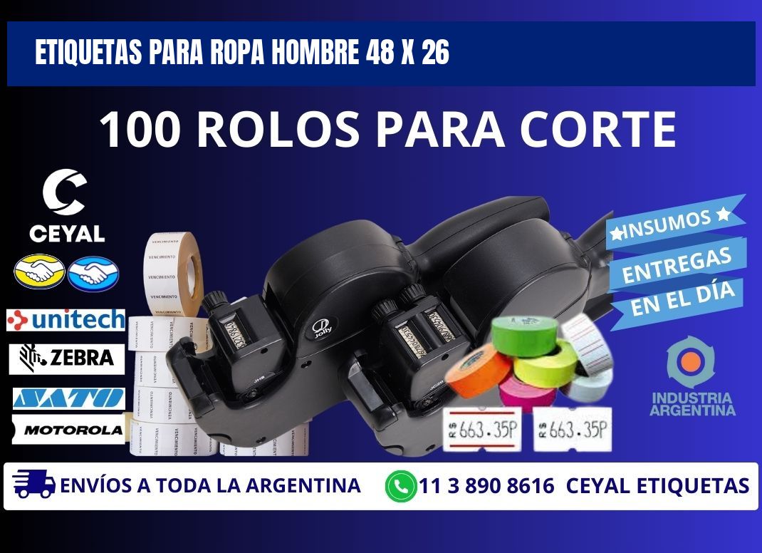 ETIQUETAS PARA ROPA HOMBRE 48 x 26