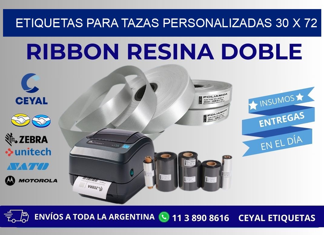 ETIQUETAS PARA TAZAS PERSONALIZADAS 30 x 72