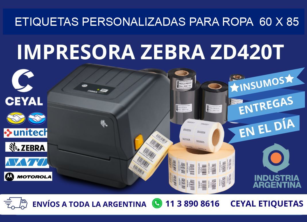 ETIQUETAS PERSONALIZADAS PARA ROPA  60 x 85