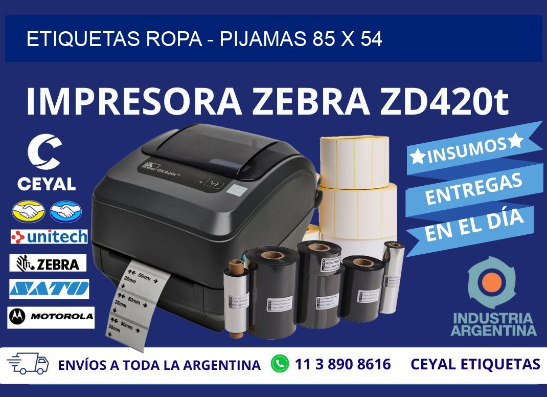 ETIQUETAS ROPA - PIJAMAS 85 x 54
