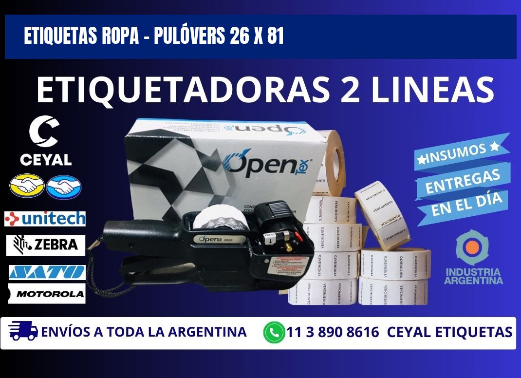 ETIQUETAS ROPA - PULÓVERS 26 x 81