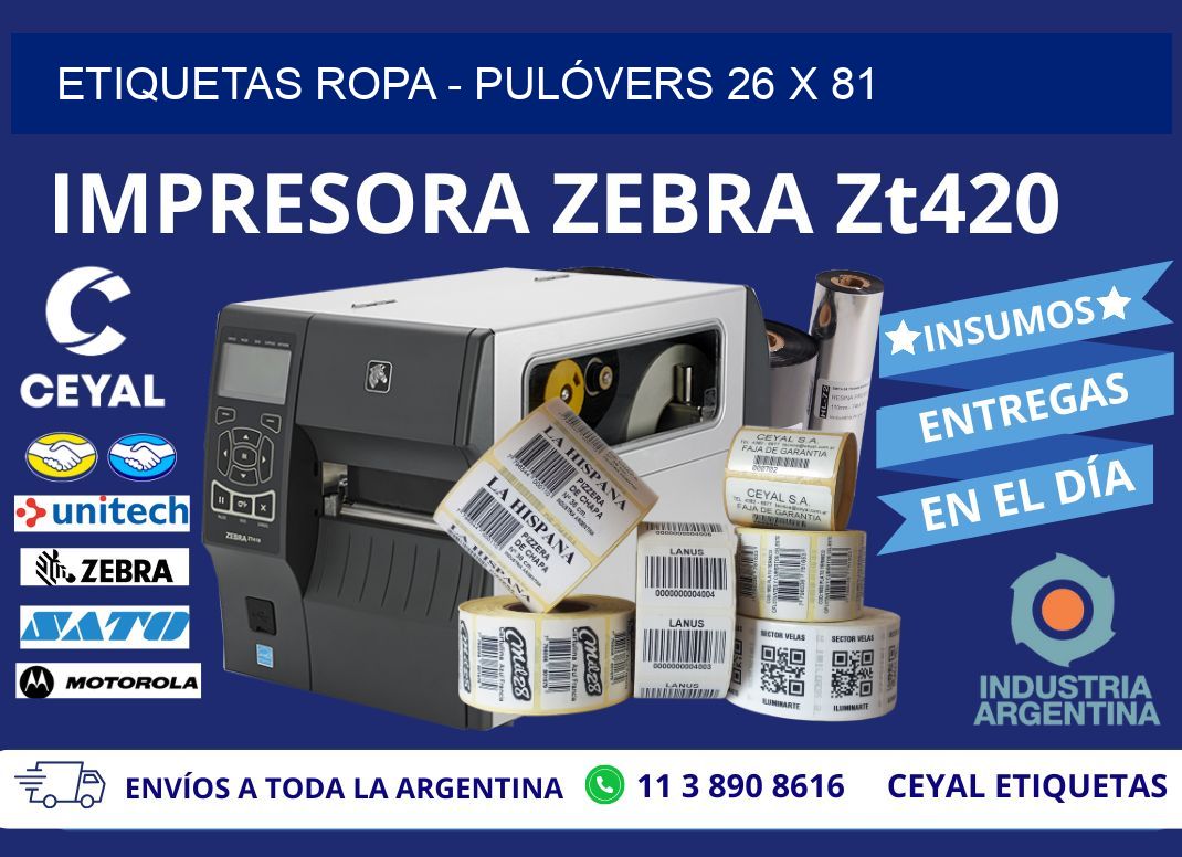 ETIQUETAS ROPA - PULÓVERS 26 x 81