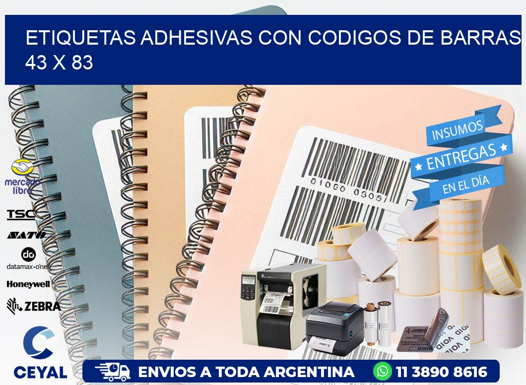 Etiquetas Adhesivas con Codigos de Barras  43 x 83