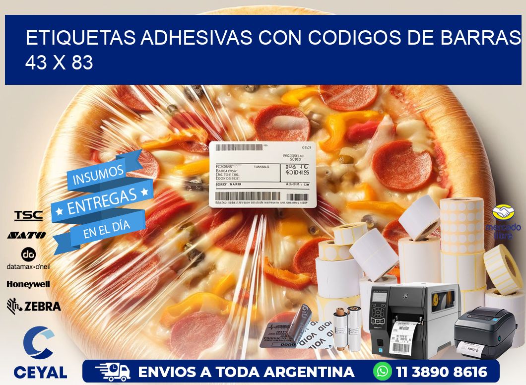 Etiquetas Adhesivas con Codigos de Barras  43 x 83