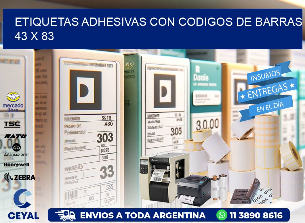 Etiquetas Adhesivas con Codigos de Barras  43 x 83