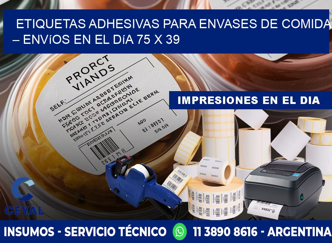 Etiquetas adhesivas para envases de comida – Envíos en el día 75 x 39