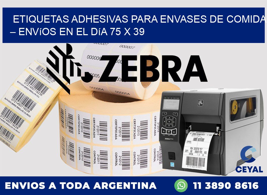 Etiquetas adhesivas para envases de comida – Envíos en el día 75 x 39